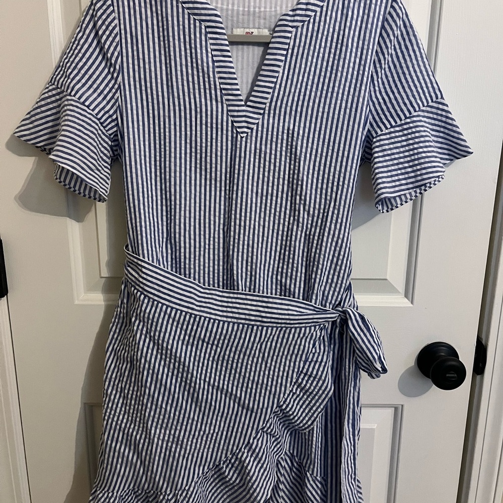 Vineyard Vines - Striped Blue and White Wrap Dress